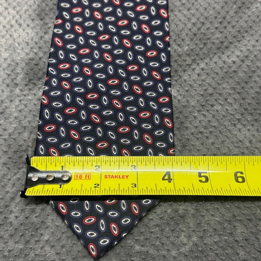 Don Loper Beverly Hills Mens Navy Blue Medallion 100% Italian Silk Necktie Tie